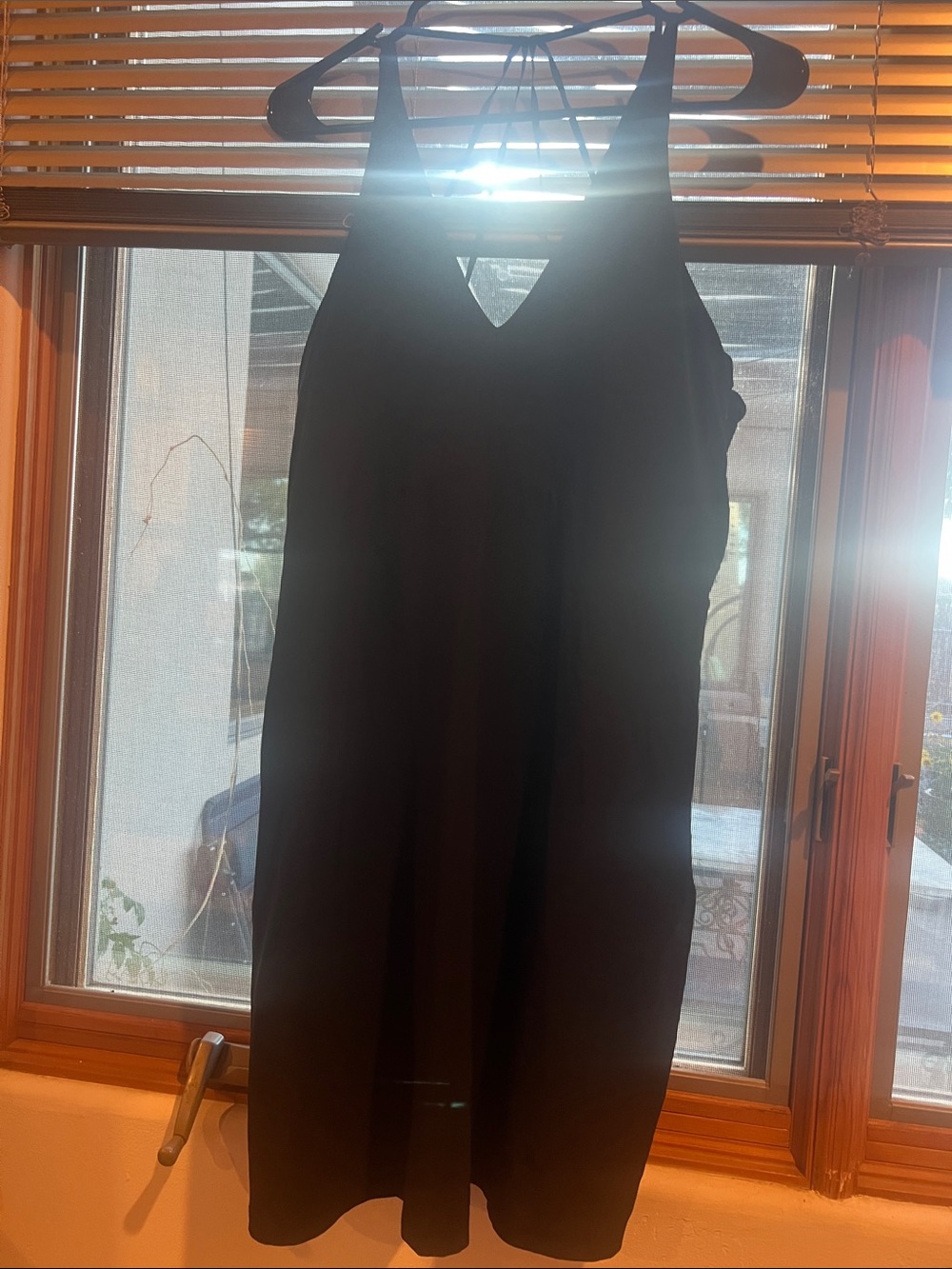Athleta Black V-Neck Strappy Mini Dress